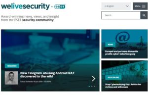 WeLiveSecurity.com en iyi kurumsal güvenlik blogu seçildi WeLiveSecurity.com, kurumsal güvenlik blogu