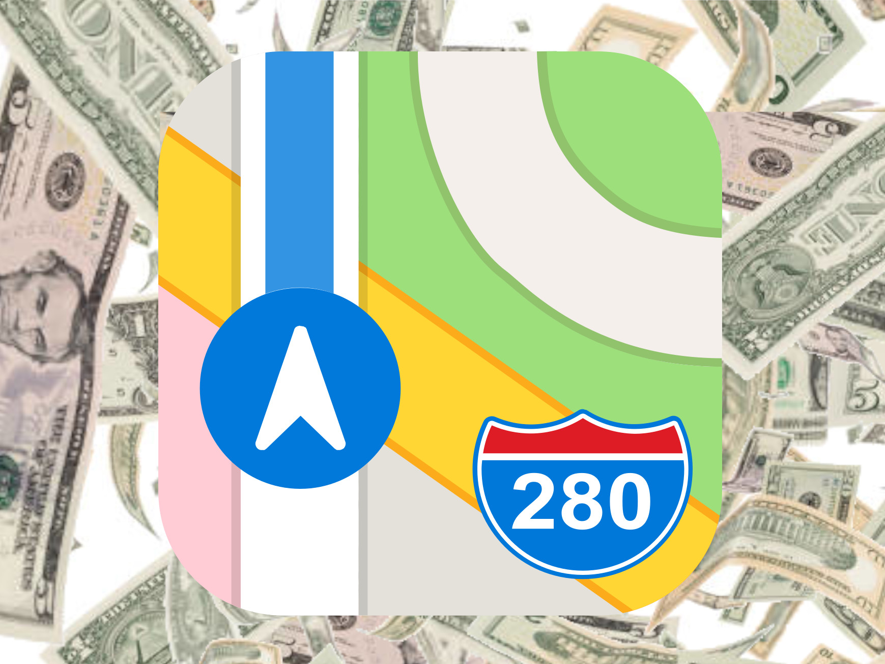 ads-on-apple-maps-apple-maps-logo-cash-falling-behind-it