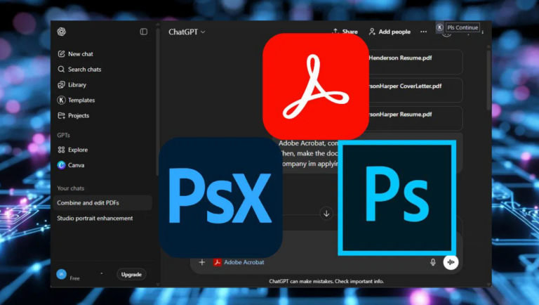 ChatGPT Artık Photoshop ve Acrobat Yeteneklerine Sahip